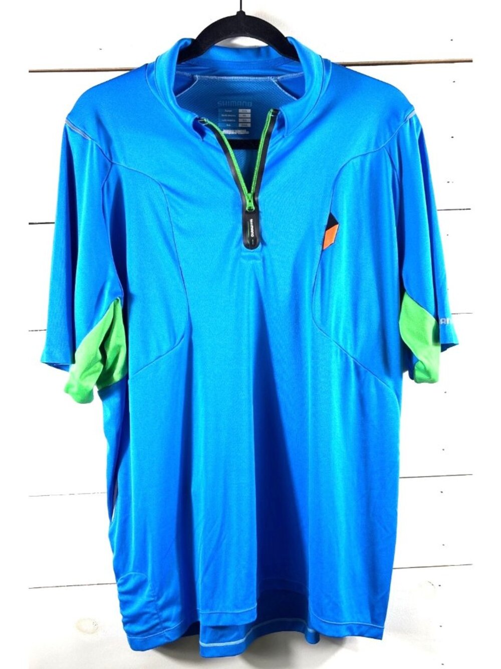 Shimano Mens Cycling Jersey XXL Blue Green Moisture-Wicking Half Zip Ventilated